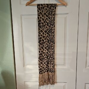 Smart Set Leopard Print Scarf with Fringe